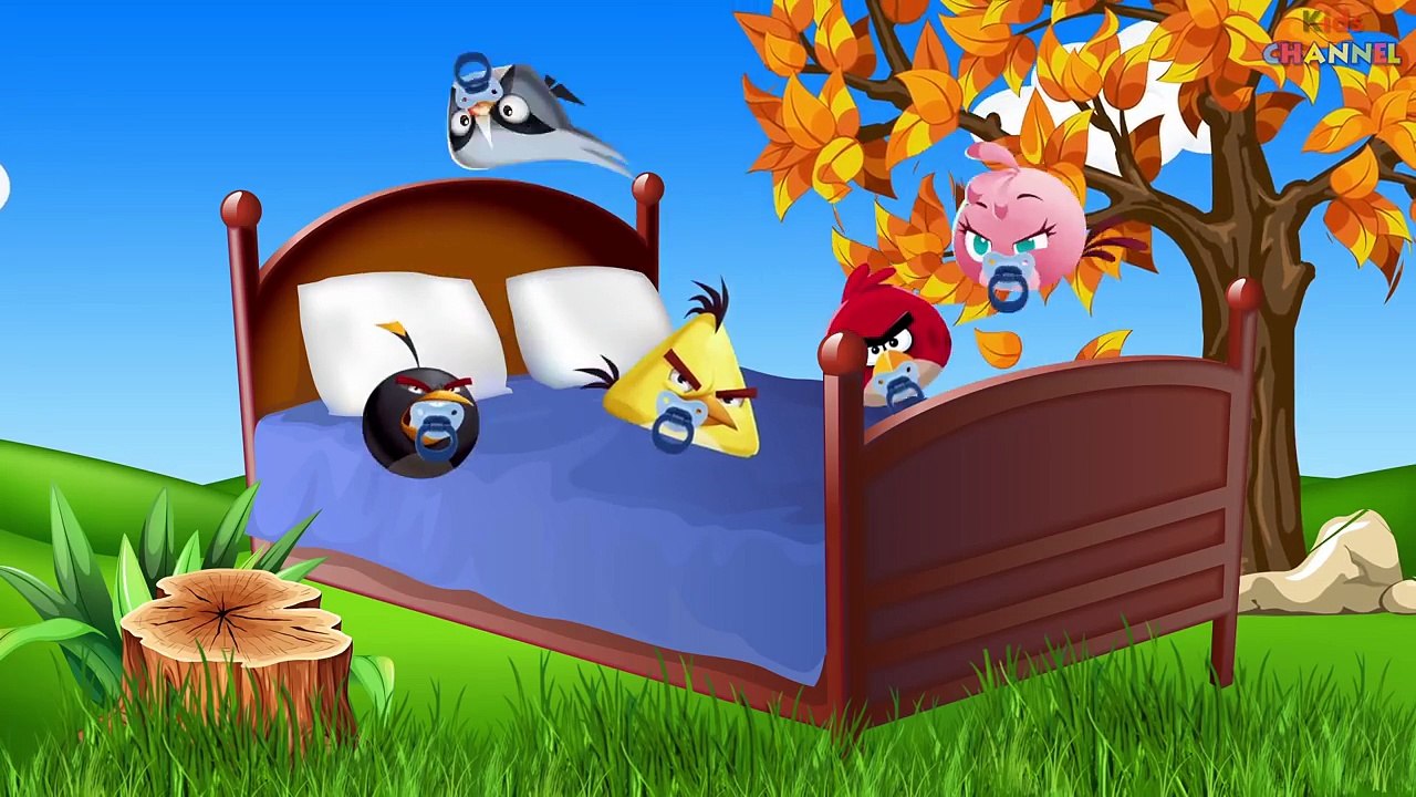 ANGRY BIRDS Five Little Monkeys Jumping on the Bed Songs for Kids Lyrics Nursery Rhymes