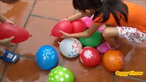 LEARNING COLOR WATER BALLOONS FIGHT Water Toys Family Fun Outdoors Activities for Kids