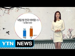 [날씨] 내일 밤 전국 비바람...낮 동안 선선 / YTN