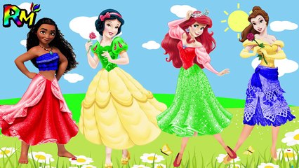 Learn Colors Disney Princess Snow White  Belle Ariel Moana Wrong Colors Dress The Alphabet Song-WJ3JQJFeN8M