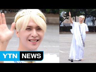 [★영상] 하이라이트 손동운 "벌칙 의상 입고 왔어요" (뮤직뱅크 출근길) / YTN