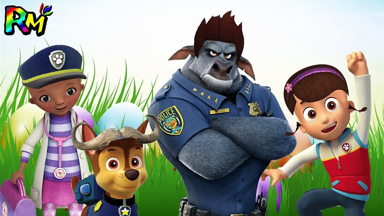 Wrong Hairs PAW Ptrol Ryder CHASE Doc McStuffins Zootopia BOGO Finger family Song for kids fun-QJXcx0wcEoc