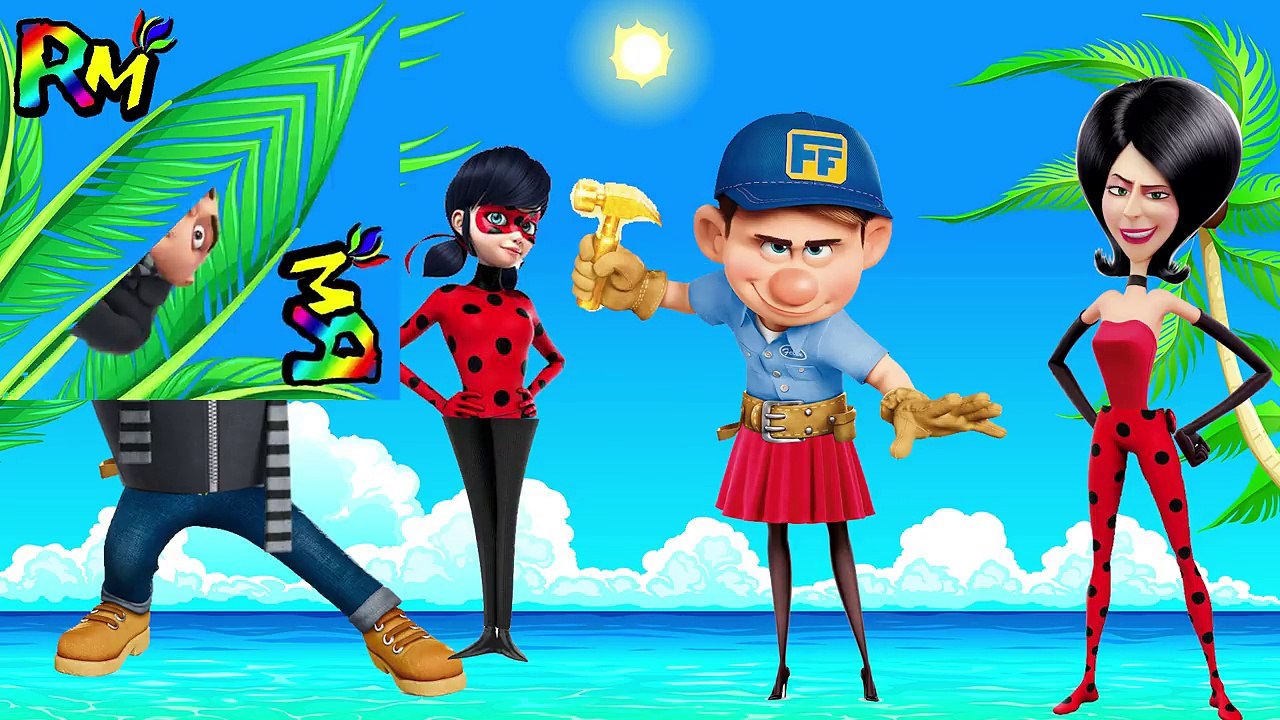 Wrong Legs Despicable Me Gru Scarlet fix it felix Ladybug Finger family Nursery Rhymes for kids fun-ZUwH0IBiVHY