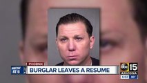 Burglar leaves copy of resume at burglary scene
