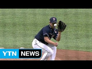 두산 김명신, 얼굴에 타구 맞아 광대뼈 골절 / YTN