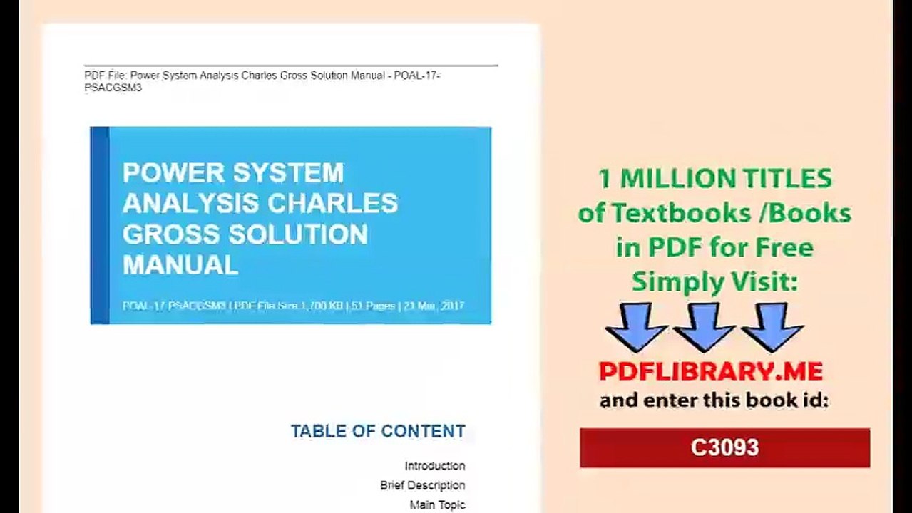 Power System Analysis Charles Gross Solution Manual