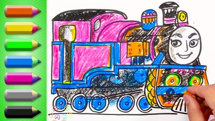 Colors with James, Harold, Thomas and Toby ♦ Coloring page with Thomas and Friends
