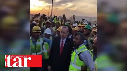 Kuveyt'teki Türk işçilerden Cumhurbaşkanı Erdoğan'a sevgi seli!; O anlar kamerada