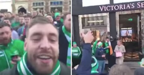 Irish Soccer Fans Party Outside Of A Victoria Secret In Copenhagen