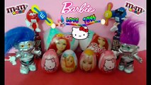 مفاجأت بيض باربي وهالو كيتي - Barbie hello kitty rapunzel surprises eggs & m&ms Chocolate candy