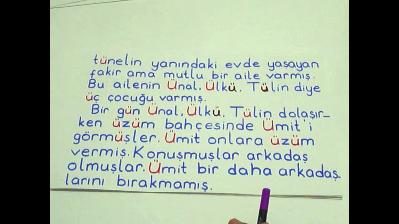 2017-2018 okuma yazma öğreniyorum - ü sesi