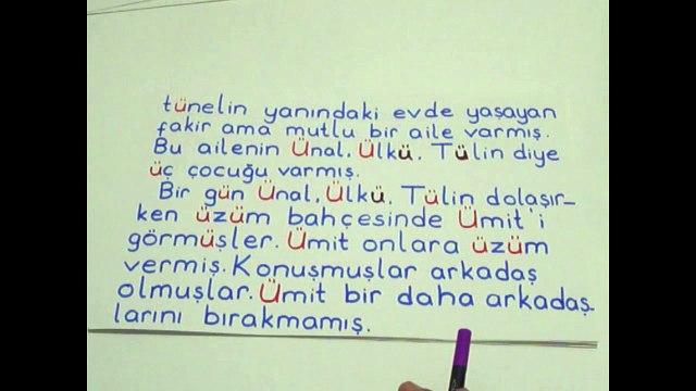 2017-2018 okuma yazma öğreniyorum - ü sesi
