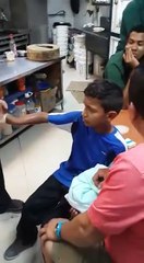 Why that women laughing that looks hurt