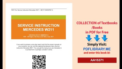 Service Instruction Mercedes W211
