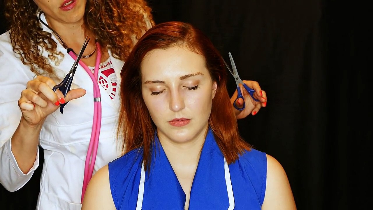 ASMR Role Play Insanity Psychotherapy – Scalp Massage, Hair Brushing, Hair Cut Sounds, Doctor Visit