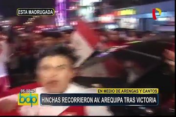 Download Video: Hinchas recorrieron avenida Arequipa en medio de cánticos y arengas