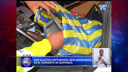Dos sujetos capturados esta madrugada en el noroeste de Guayaquil