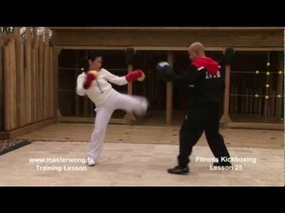 Kickboxing basics - Lesson 25 Jab jab, round kick twice, block hook twice.