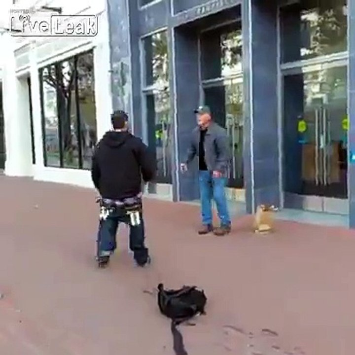 Grandpa knocks out middle aged man