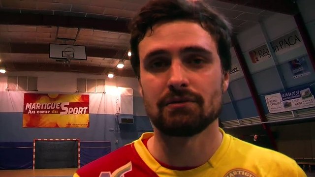 La réaction du Martégal Bastien Pecchi aprés la victoire face à Prades