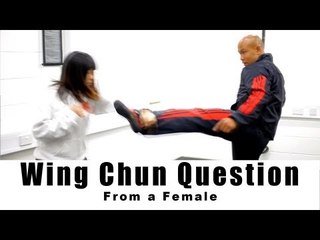 wing chun Training - from a female: how to block round kick Q8
