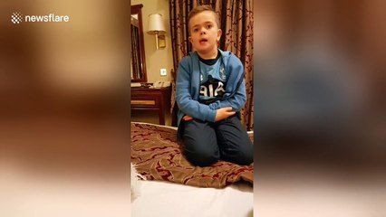 Boy gets excited over Spurs Wembley tickets
