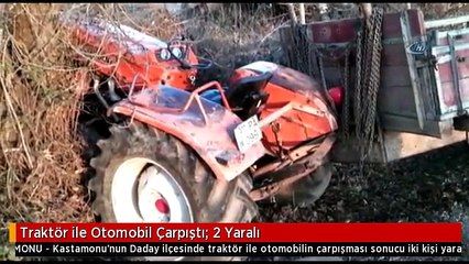 Traktör ile Otomobil Çarpıştı: 2 Yaralı
