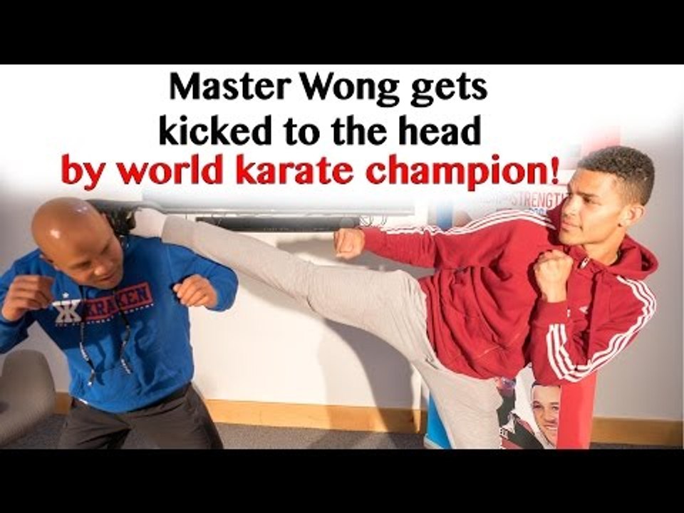 Master Wong gets kicked to the head by world ka...