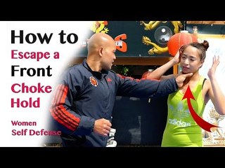 How to Escape a Front Choke Hold | women self defense in Chinese Cantonese Hong Kong 在危急時被敵人掐頸的脫險方法