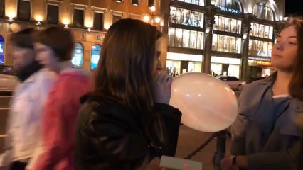 Girl Swallows Banana Girl Blows up Condom in Public (Social Experiment)