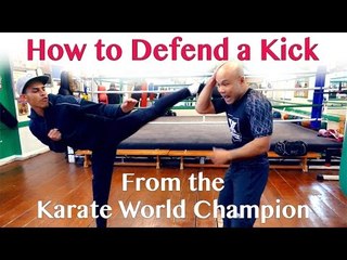 How to Defend a Kick from the Karate World Champion - Wing Chun