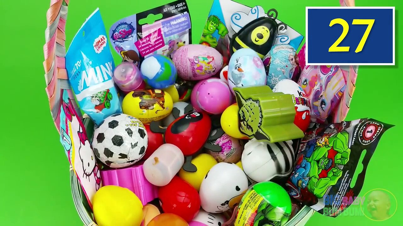 NEW Huge 102 Surprise Egg Opening Kinder Surprise Spiderman Disney Frozen Cars Minnie Mickey Mouse