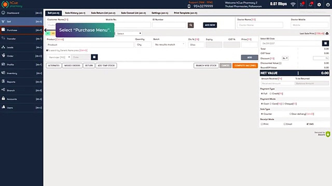hCue Medical Store Software- How to enable decimal values for no. and free strips in purchase-