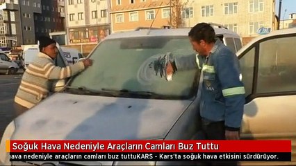 Soğuk Hava Nedeniyle Araçların Camları Buz Tuttu