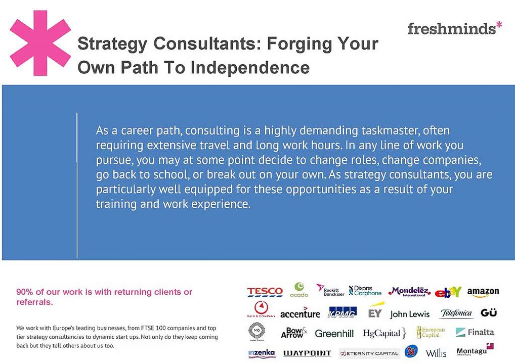 Strategy Consultants: Forging your own path to Independence