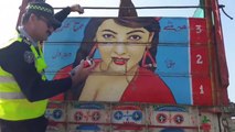 Rasheed Khan KP Traffic Warden Police covers up inappropriate Truck art.