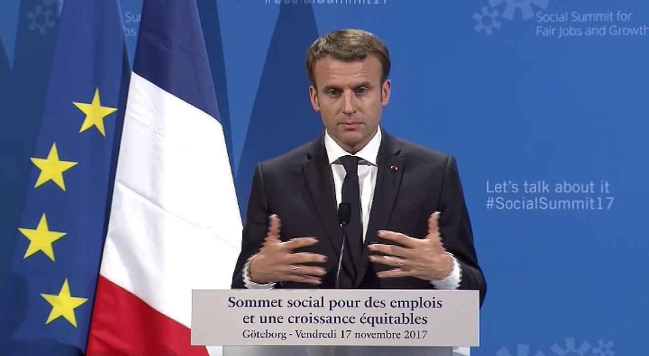Conférence de presse du Président de la République, Emmanuel Macron, à l'occasion du sommet social pour des emplois et une croissance équitables de Göteborg