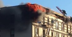 Fire Engulfs Top Floor of Manhattan Apartment Building