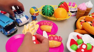 Learn Fruits English Names Toy Velcro Cutting Pizza Ice cream Play Doh Surprise Eggs Toys