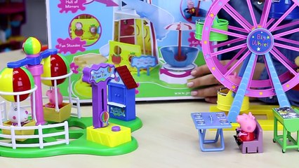 PEPPA PIG FARO IL PARCO GIOCHI giochi per bambini, un pomeriggio al parco dei divertimenti con Peppa