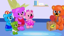 Mega Gummy bear crying got scared by crayons finger family nursery rhymes for kids _ Colors Fun-CPAerYg18M8