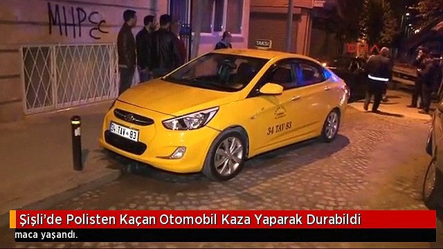 Şişli'de Polisten Kaçan Otomobil Kaza Yaparak Durabildi