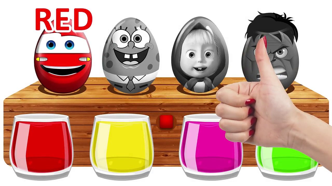 Surprise Eggs Bathing Colors ! Learn Colors With Mcqueen Spongebob Hulk and Masha and the Bear-Qpe9VDtypWU