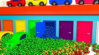 ⚽ Learn Colors For Kids - Colored Cars in Garage with Soccer Balls-HNQgYH5E8bY
