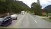 Kid Barely Avoids Getting Run Over by Trailer in Norway