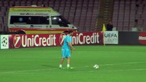 Les joueurs de l'OM se sont entraînés hier sur la pelouse de San Paolo