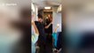 Flight attendants dance and sing during Southwest airlines flight
