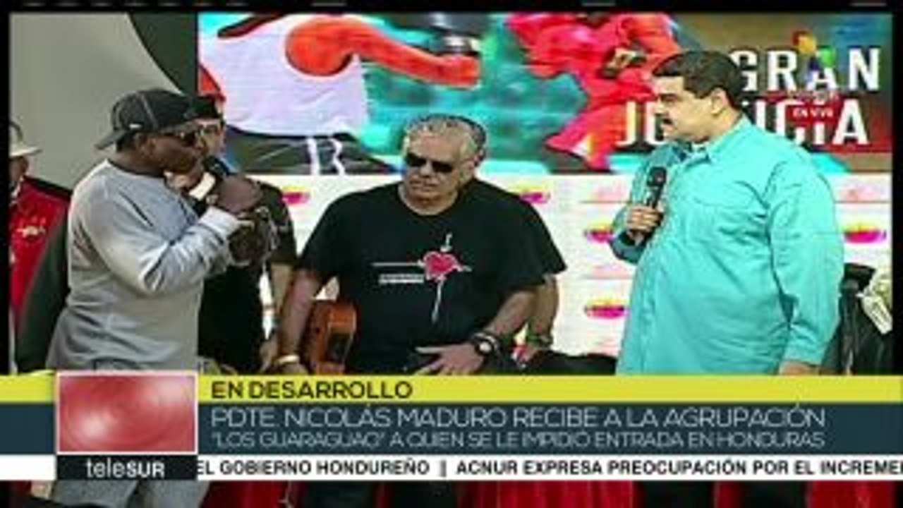 Presidente Maduro recibe a Los Guaraguao tras agresión en Honduras