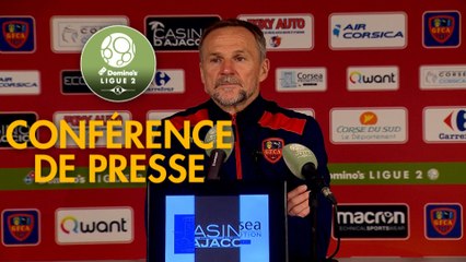 Conférence de presse Gazélec FC Ajaccio - Havre AC (1-1) : Albert CARTIER (GFCA) - Oswald TANCHOT (HAC) - 2017/2018