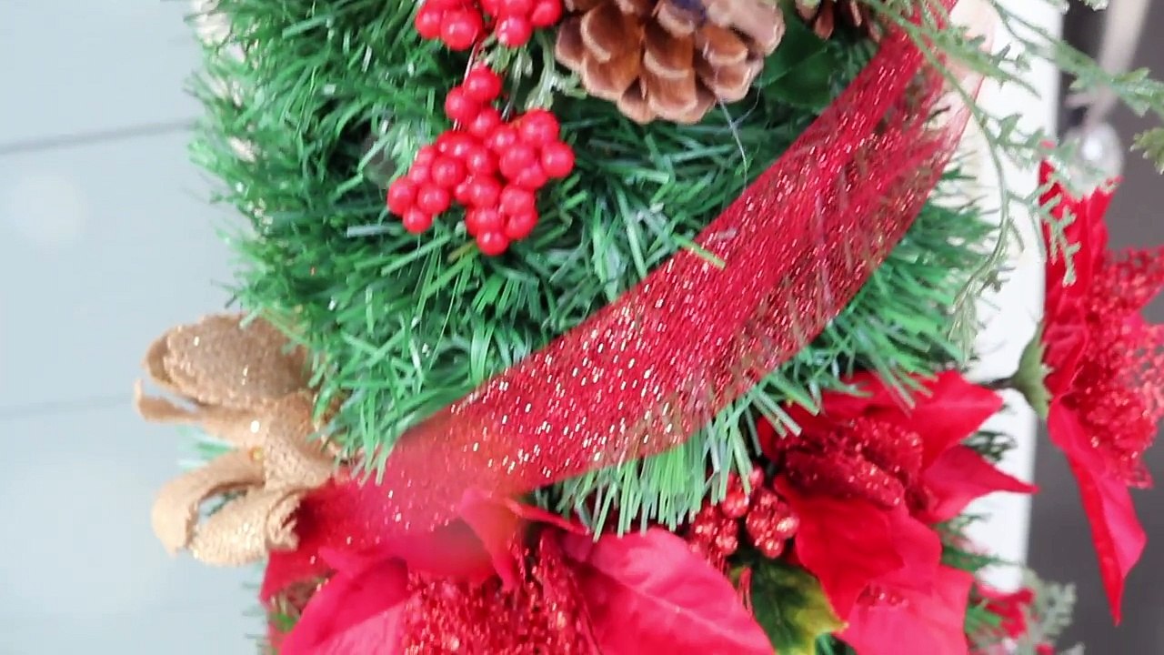 DOLLAR TREE CHRISTMAS DIYS  Giant Porch Trees for CHEAP!